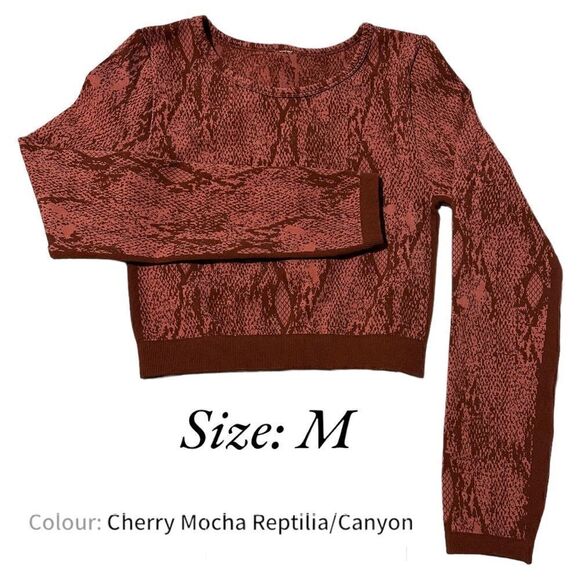 Fabletics Kamila Snake Print Seamless Crop Top | Cherry Mocha | Size M - Picture 8 of 14